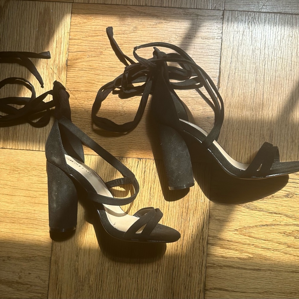 5.5 Black suede lace up heels